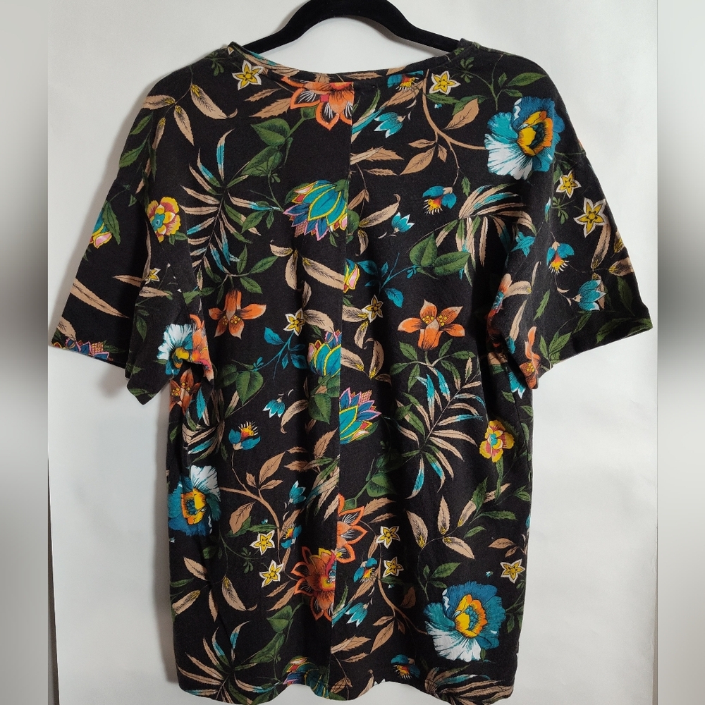Zara Trafaluc Black Floral Print Oversized Top Womens Size Small - Picture 6 of 9
